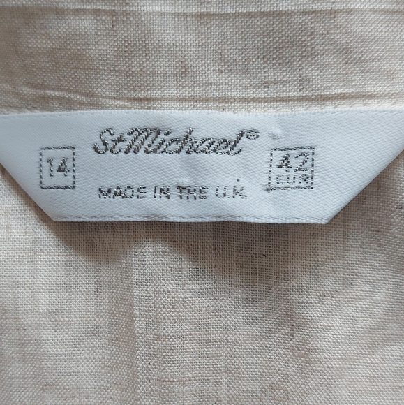 St Michael 80s Vintage Linen Blend Blouse Size 14 Cream Double Breast Short Slee - Picture 5 of 6